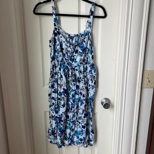Torrid White Dress with Blue Flowers